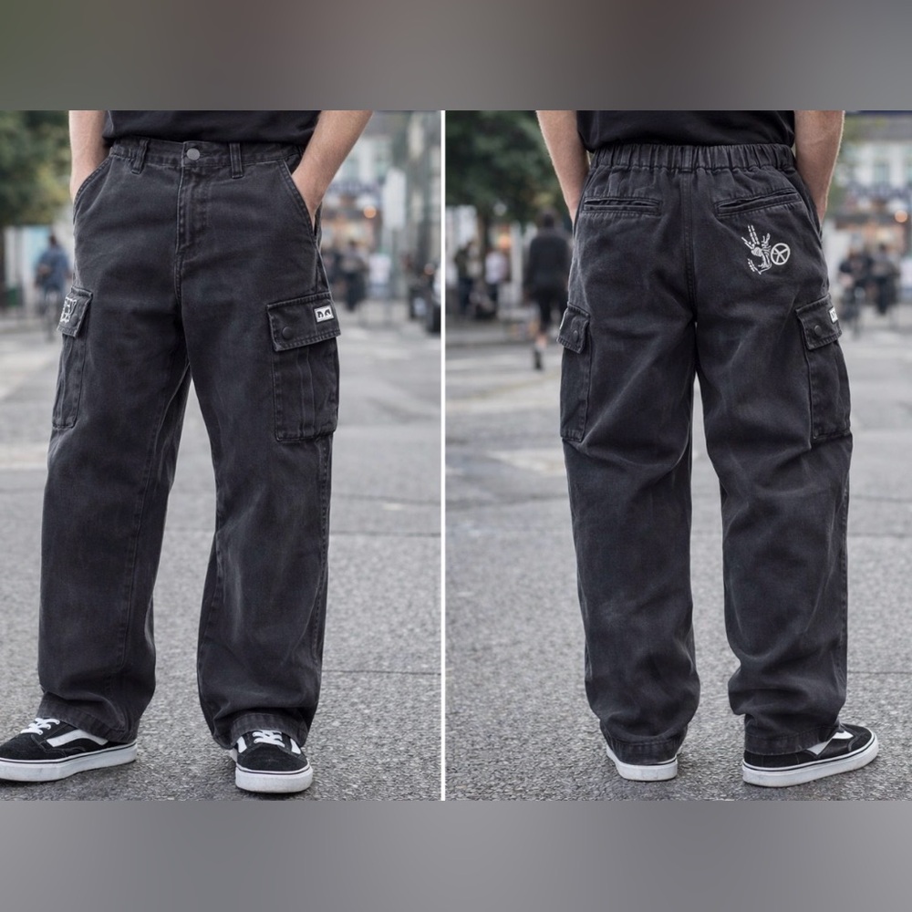 OBEY Cargo Pants Grunge Y2K Streetwear Skater Utility Wide Leg Size 27